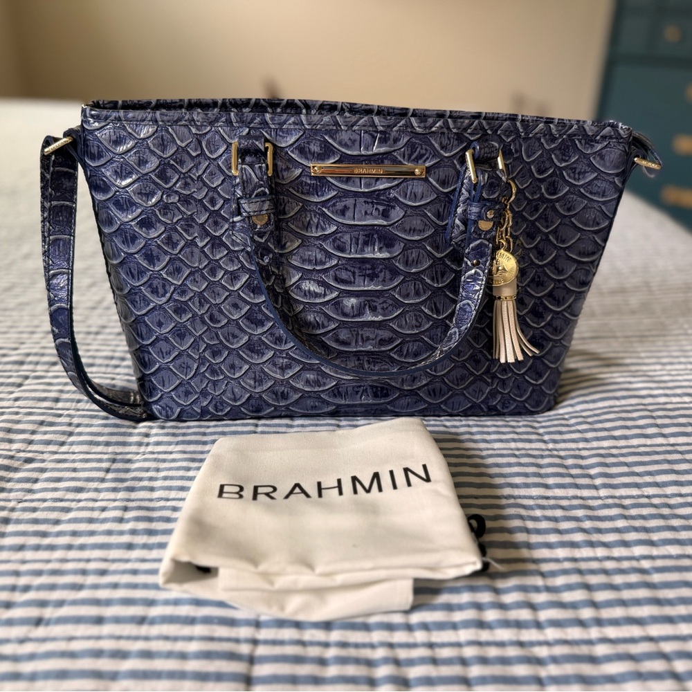 Brahmin Indigo Embossed Tote